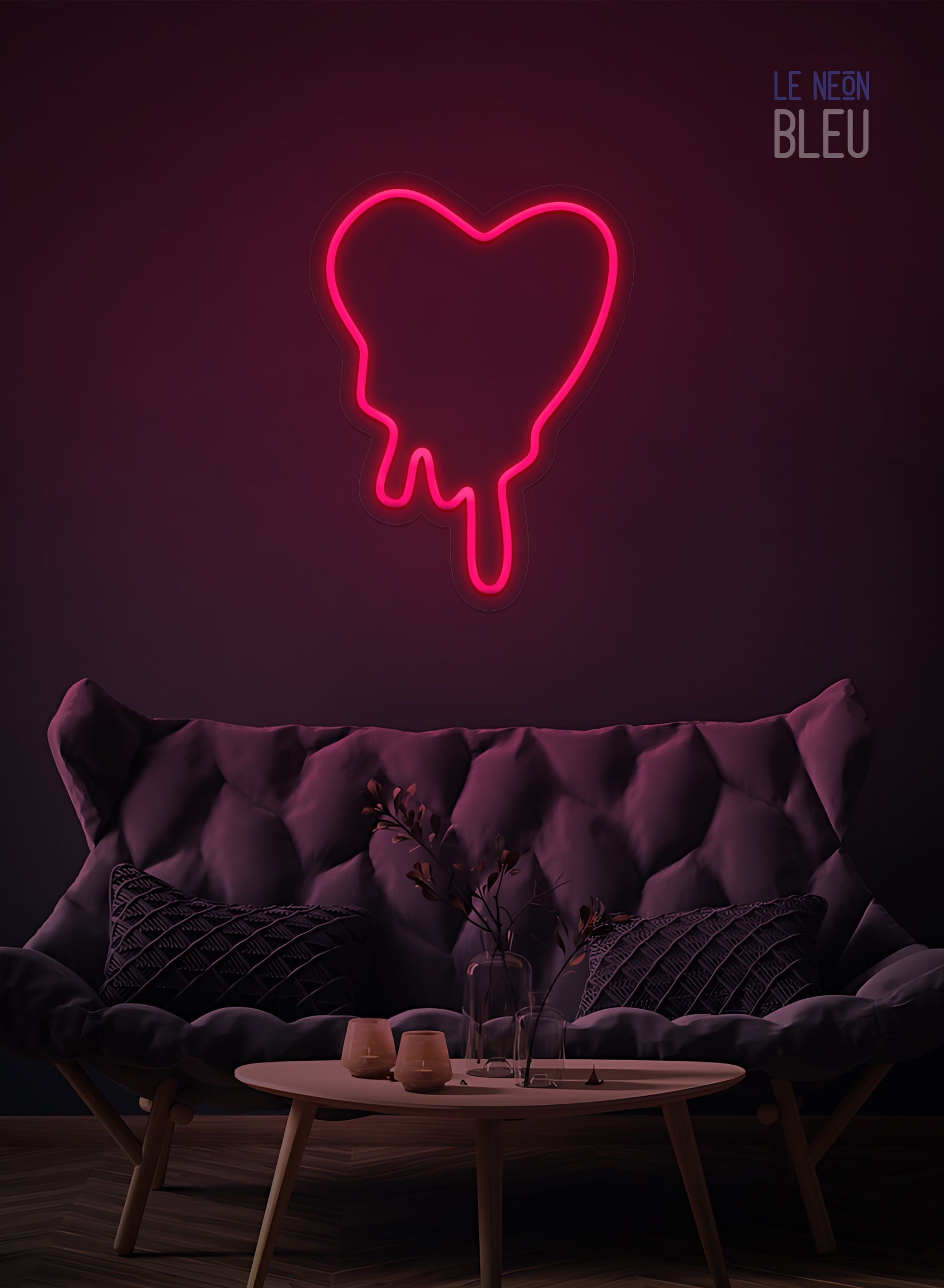 Néon LED Cœur Dégoulinant – Déco audacieuse et expressive