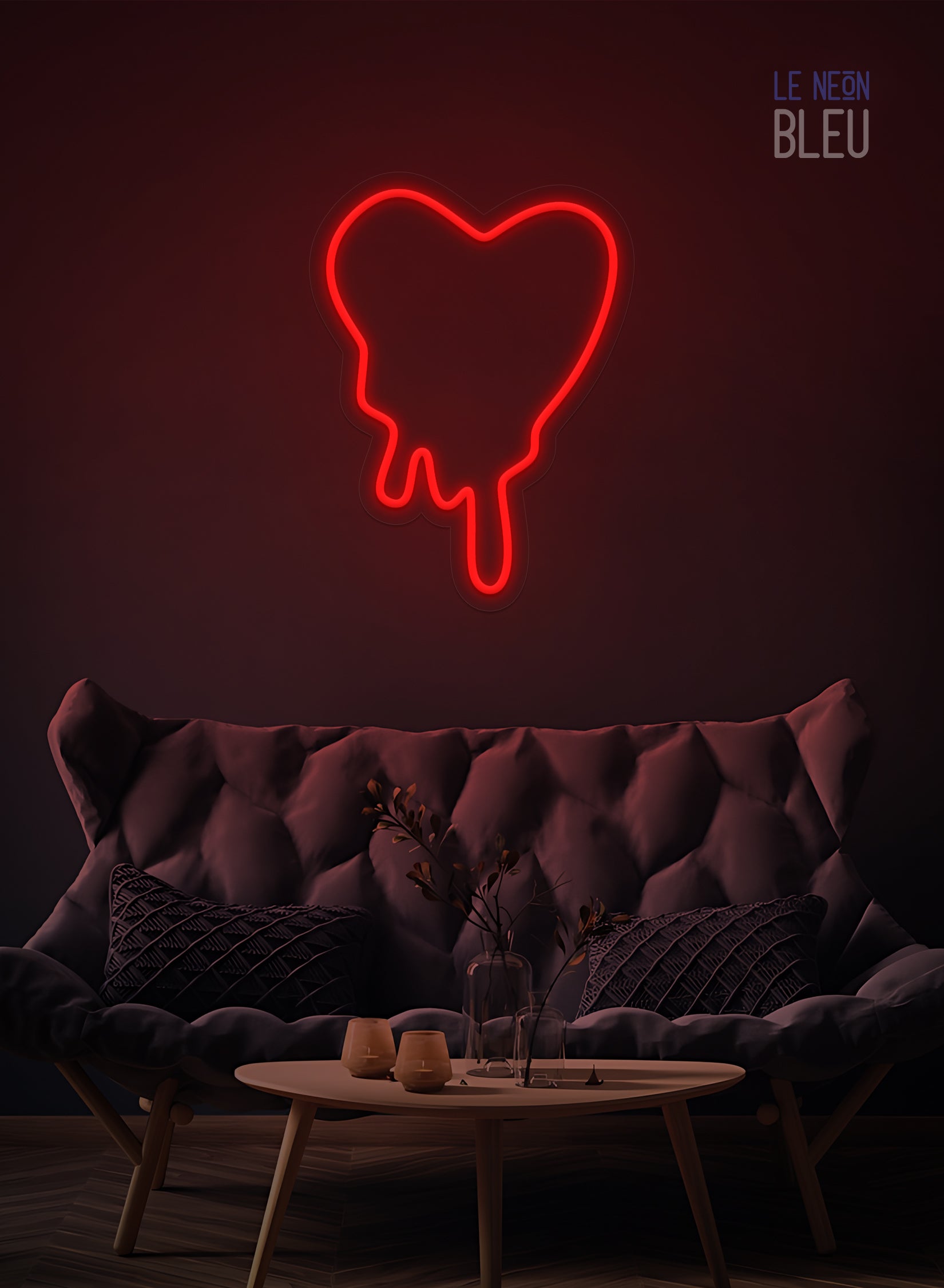 Néon LED Cœur Dégoulinant – Déco audacieuse et expressive