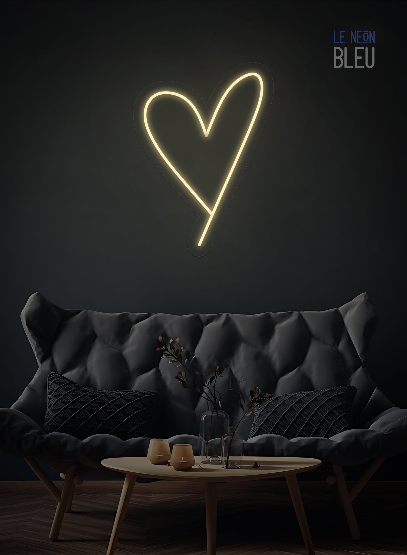 Néon LED Cœur Minimaliste – Déco Murale Élégante & Lumineuse