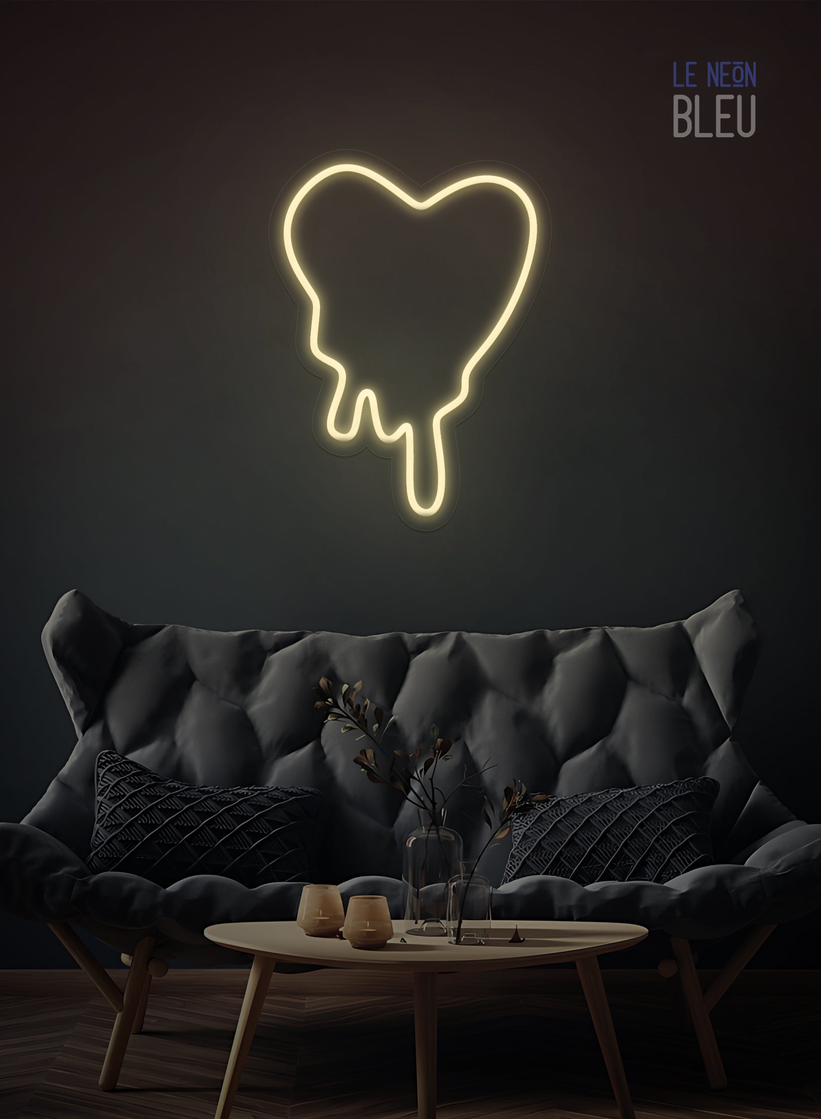 Néon LED Cœur Dégoulinant – Déco audacieuse et expressive