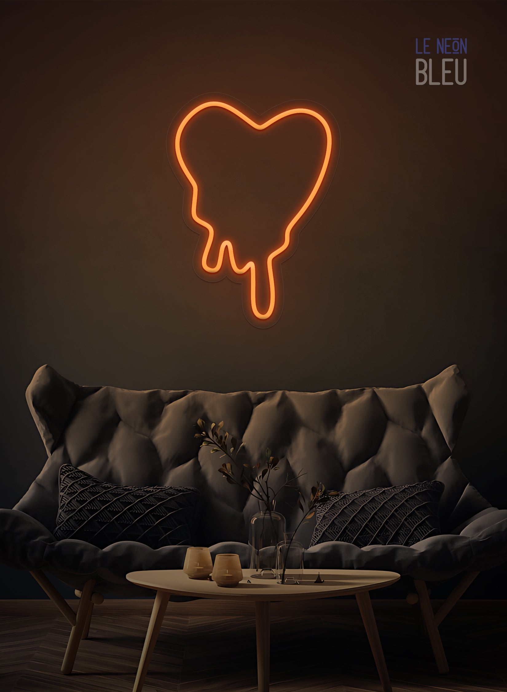 Néon LED Cœur Dégoulinant – Déco audacieuse et expressive