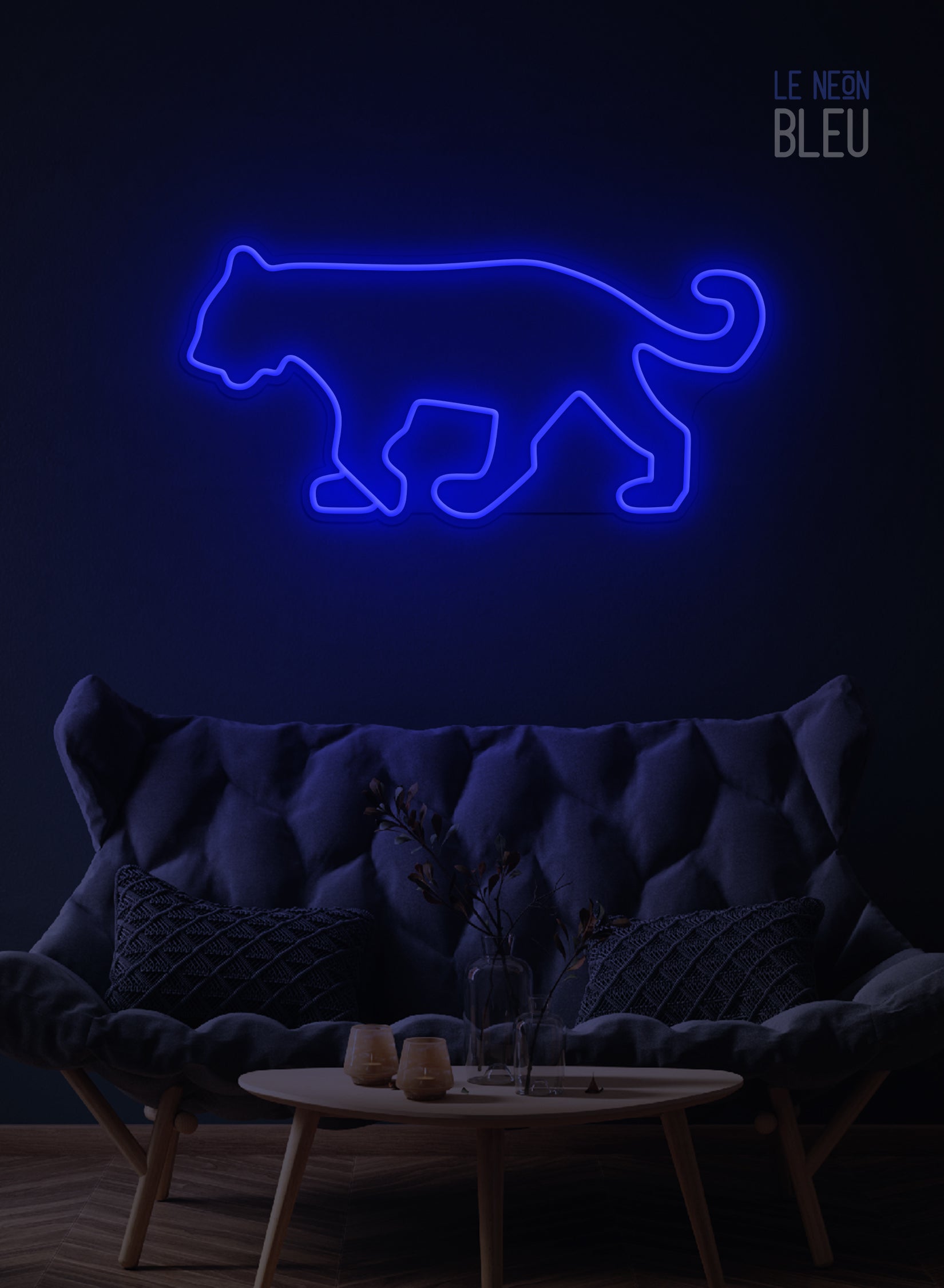 Néon LED Félin – Élégance Sauvage en Lumière