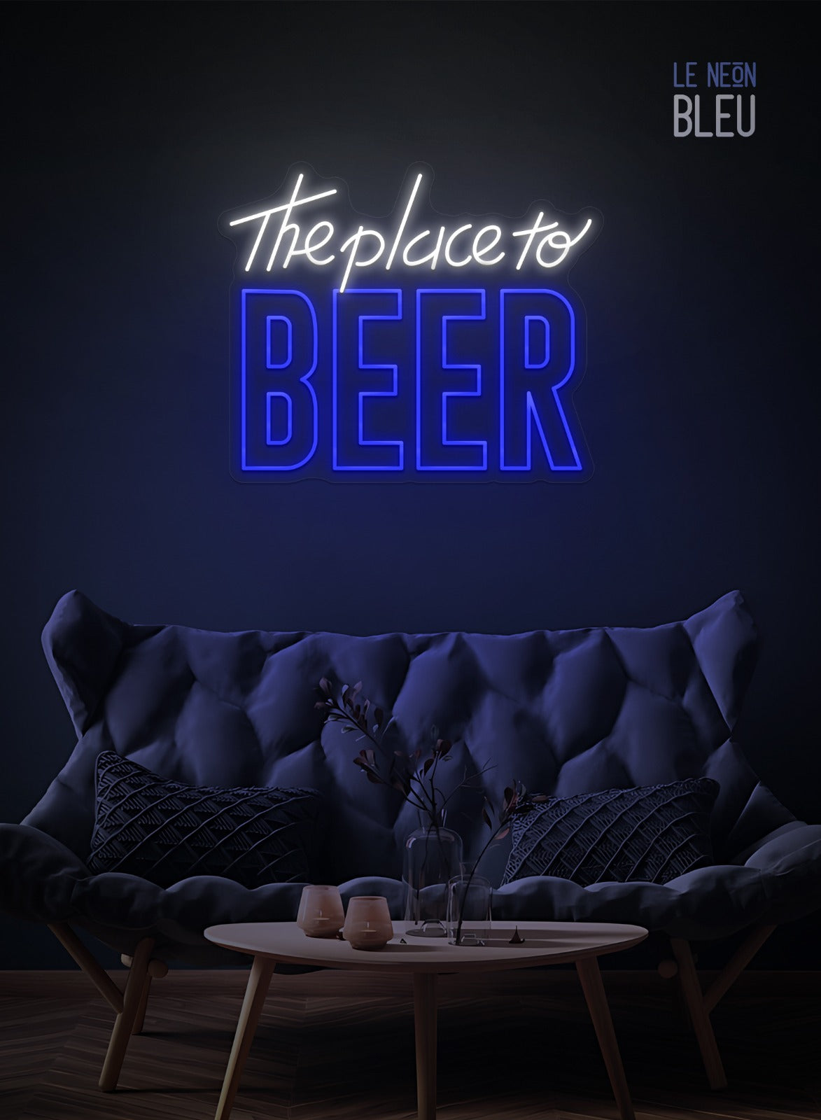 Néon LED "The Place to BEER" – Ambiance Bar Garantie