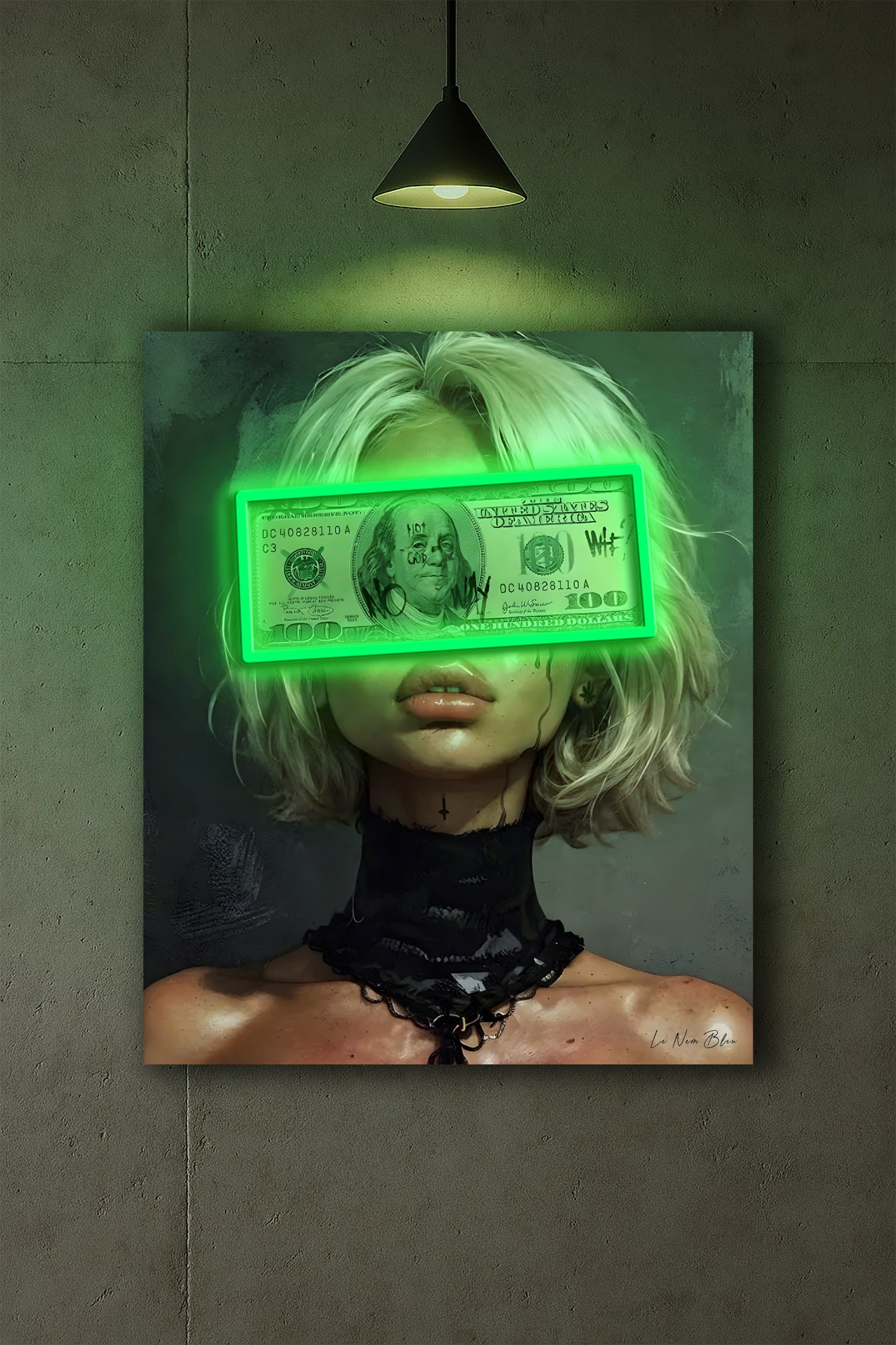 "Money Vision" - Portrait mural LED lumineux