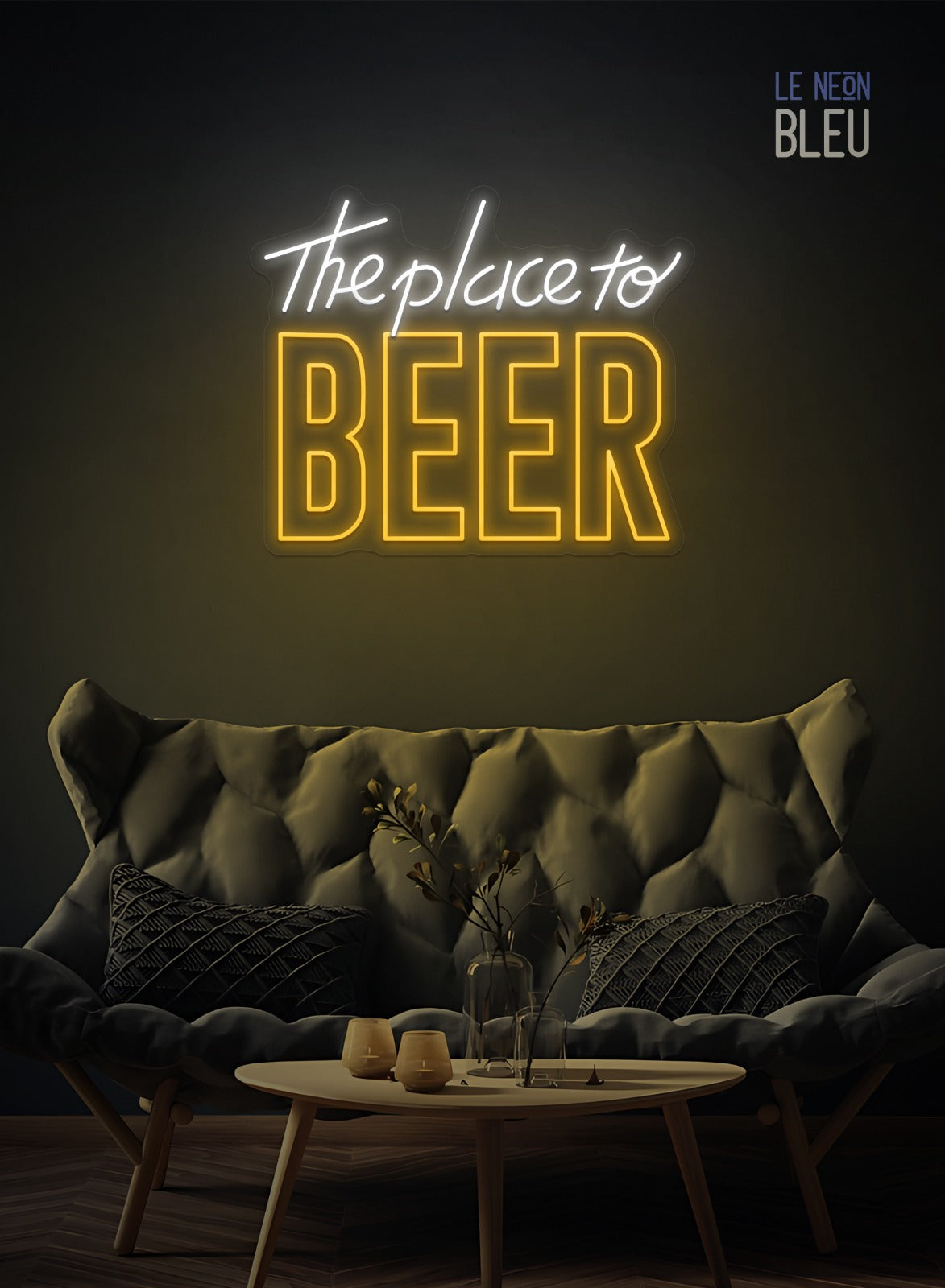 Néon LED "The Place to BEER" – Ambiance Bar Garantie