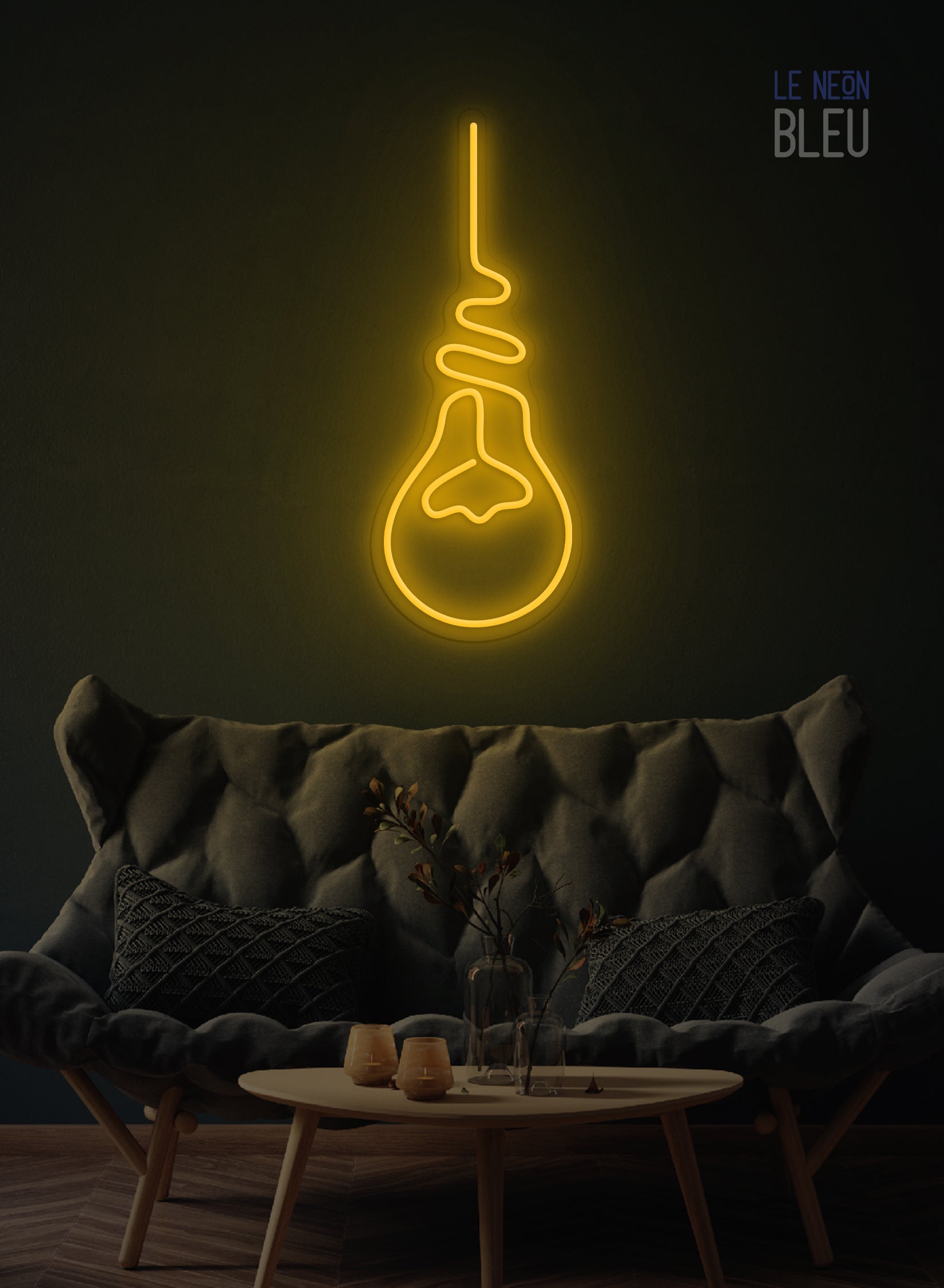 Néon LED "Ampoule Suspendue" – L’idée lumineuse, version design