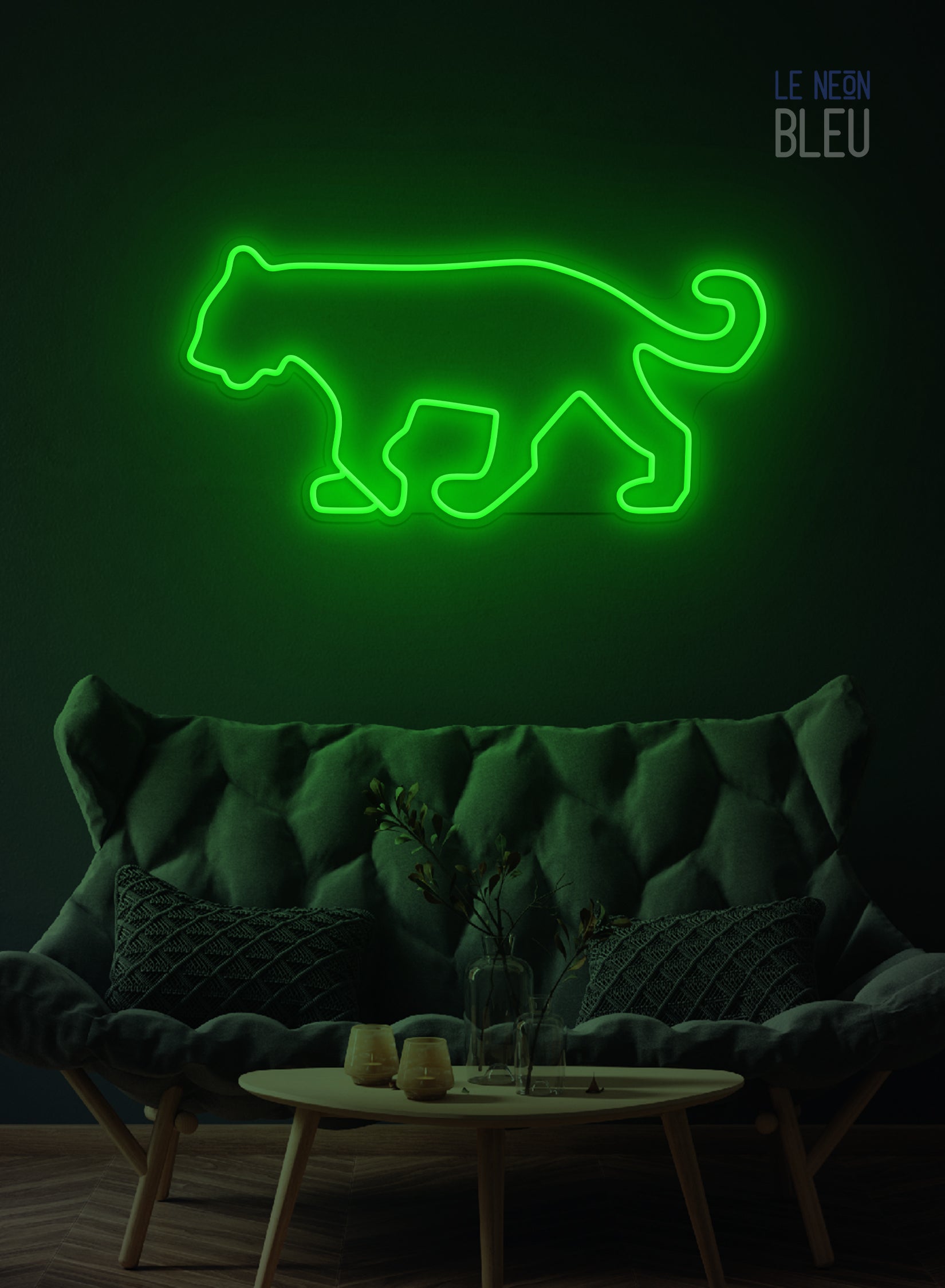 Néon LED Félin – Élégance Sauvage en Lumière