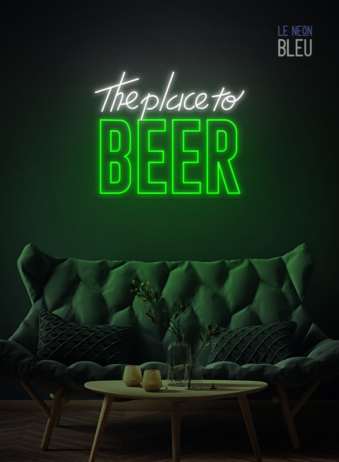 Néon LED "The Place to BEER" – Ambiance Bar Garantie