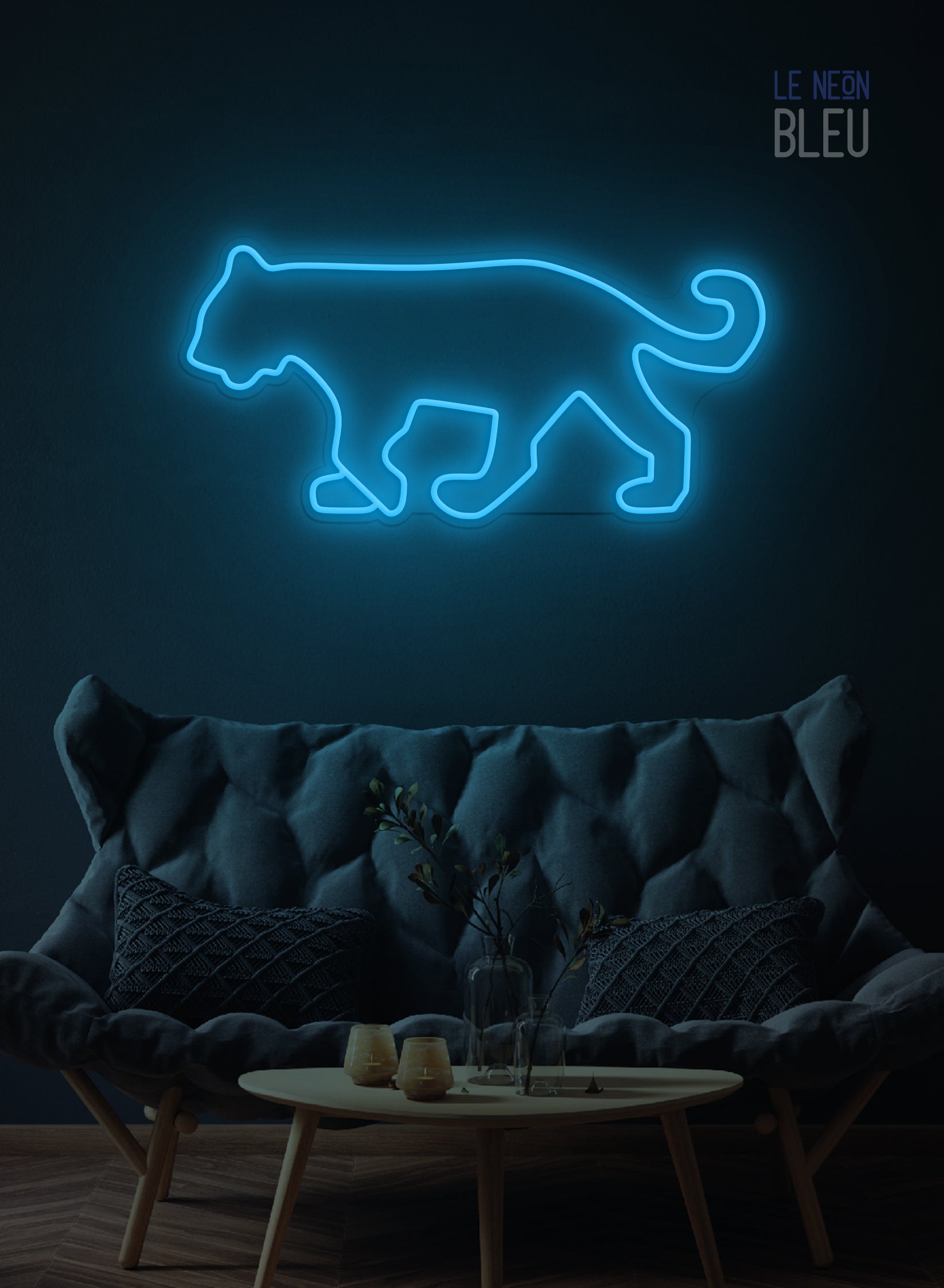 Néon LED Félin – Élégance Sauvage en Lumière