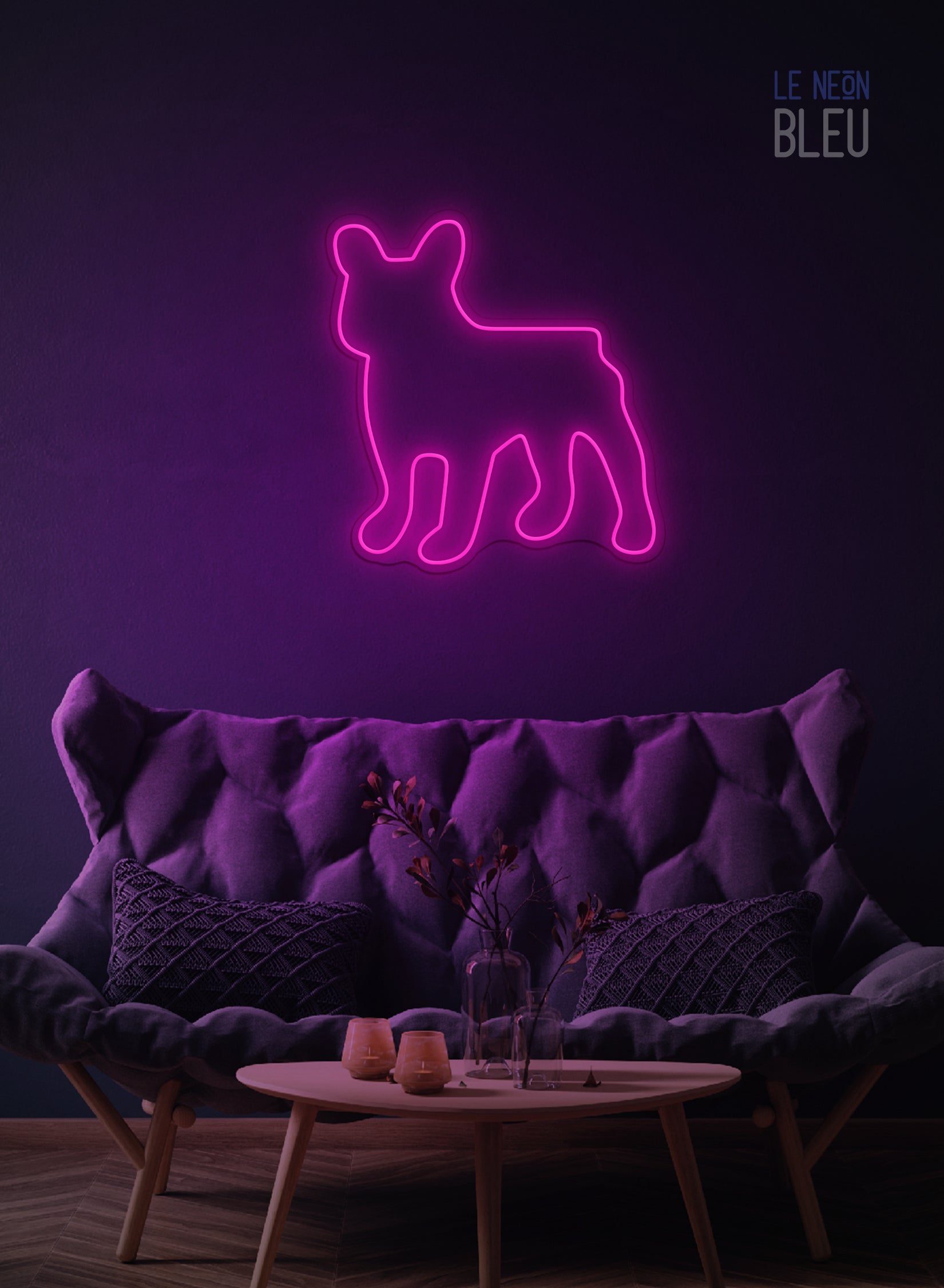 Chien Bulldog- Néon LED