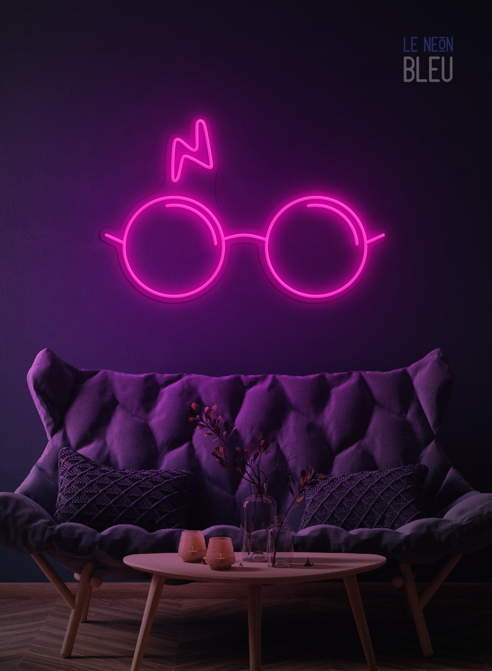 Néon LED "Lunettes & Éclair" – L’univers magique dans ta déco