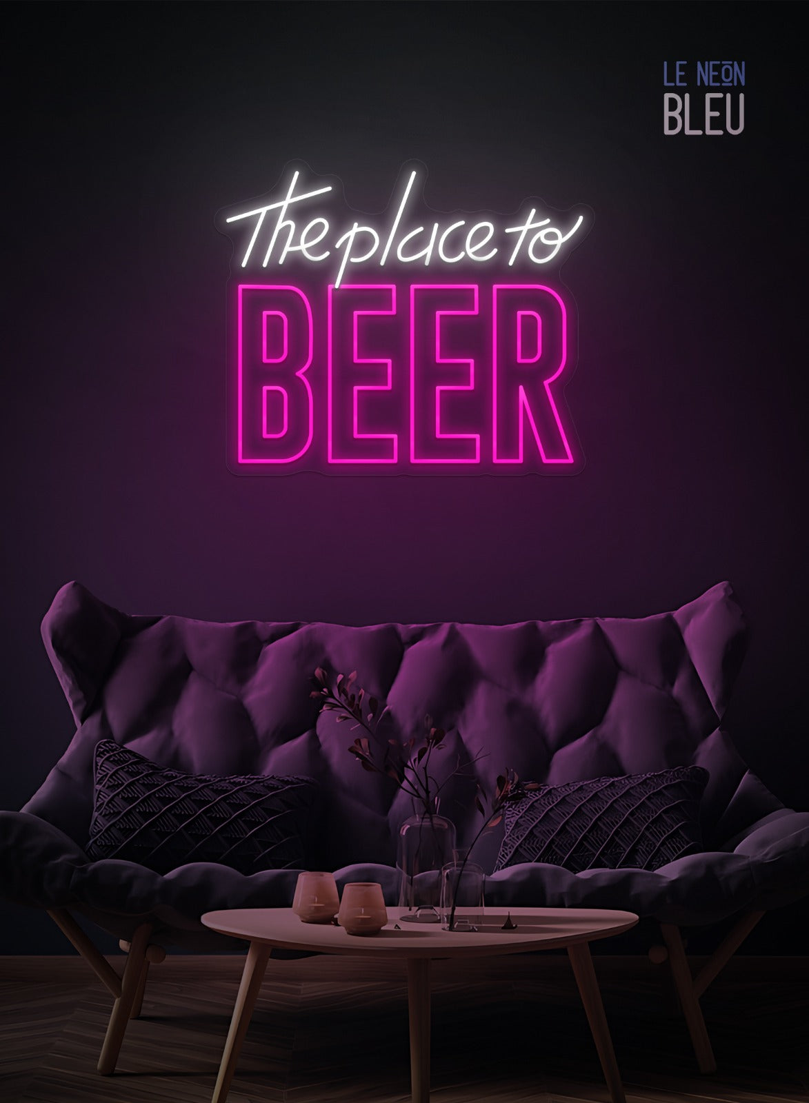 Néon LED "The Place to BEER" – Ambiance Bar Garantie