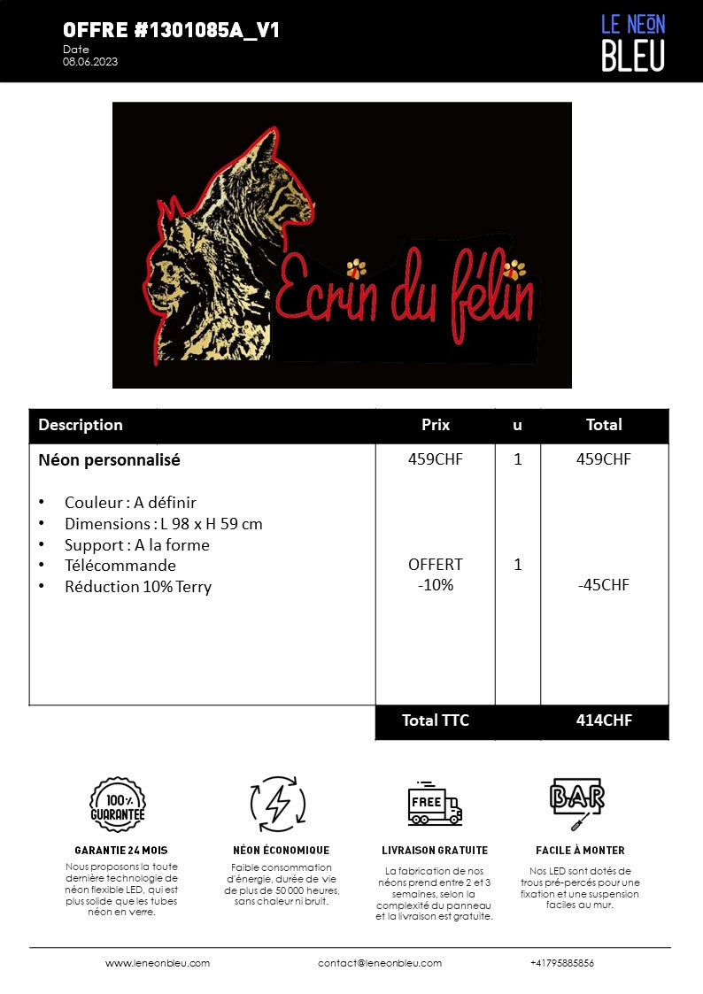 Ecrin du félin - Néon LED