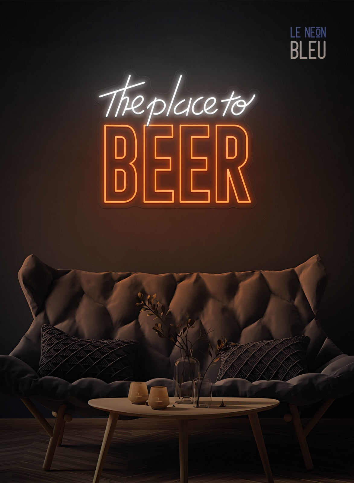 Néon LED "The Place to BEER" – Ambiance Bar Garantie