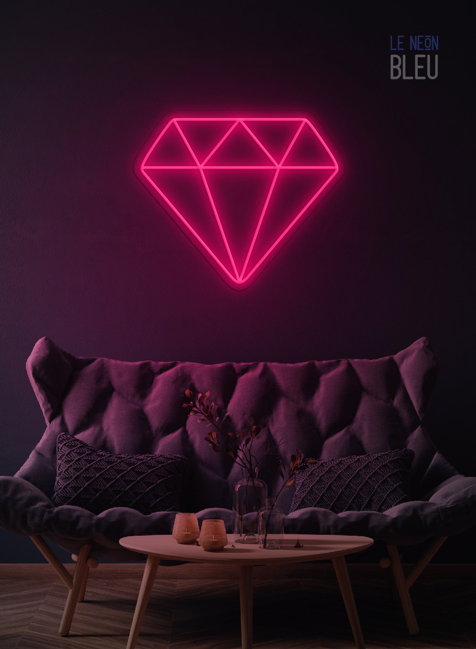 Néon LED "Diamant" – Élégance Brillante