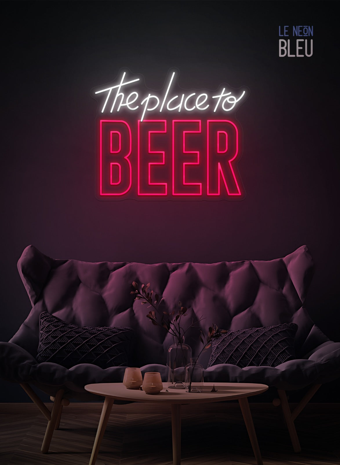 Néon LED "The Place to BEER" – Ambiance Bar Garantie