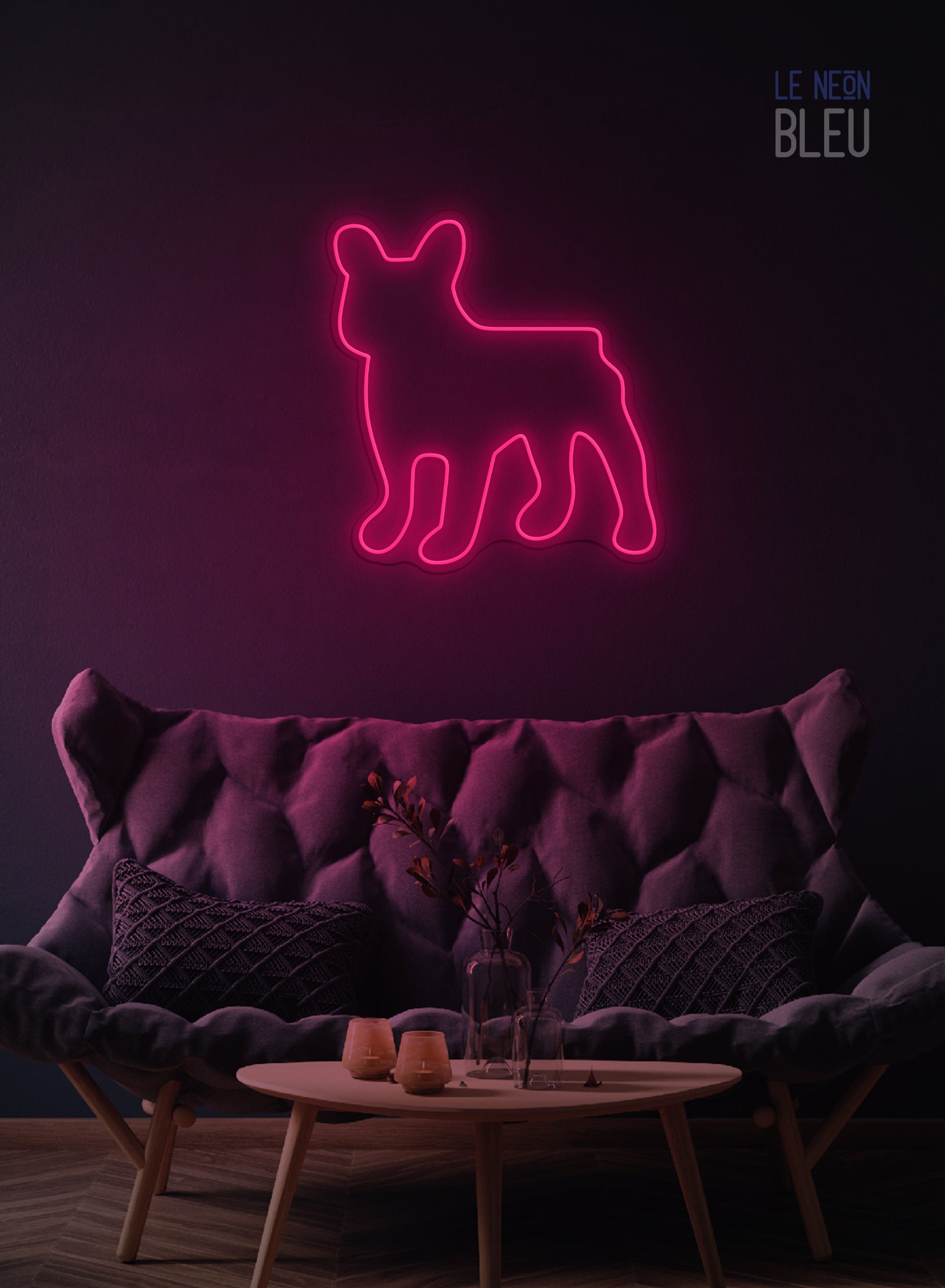 Chien Bulldog- Néon LED