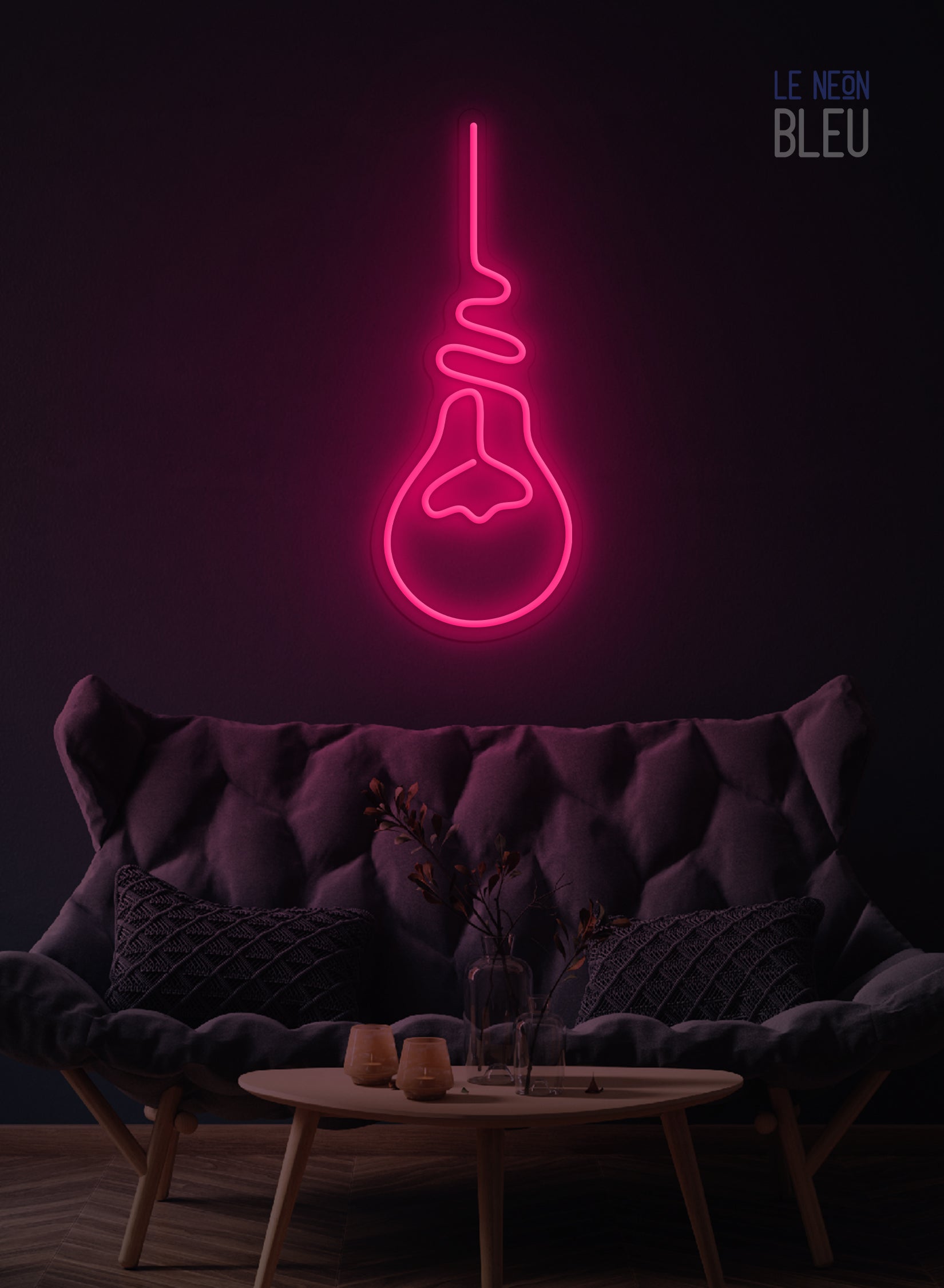 Néon LED "Ampoule Suspendue" – L’idée lumineuse, version design