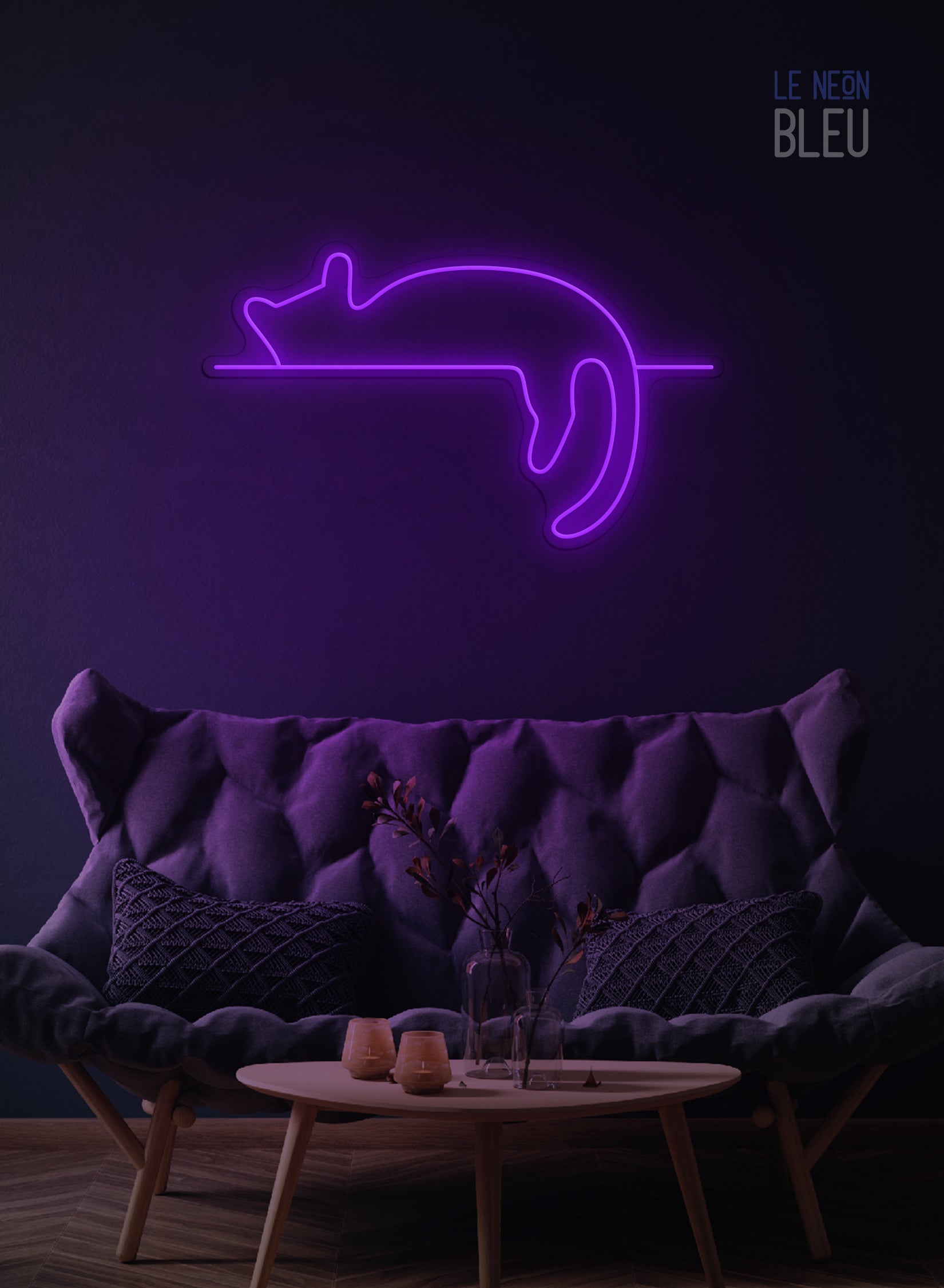 Chat paresseux - Néon LED