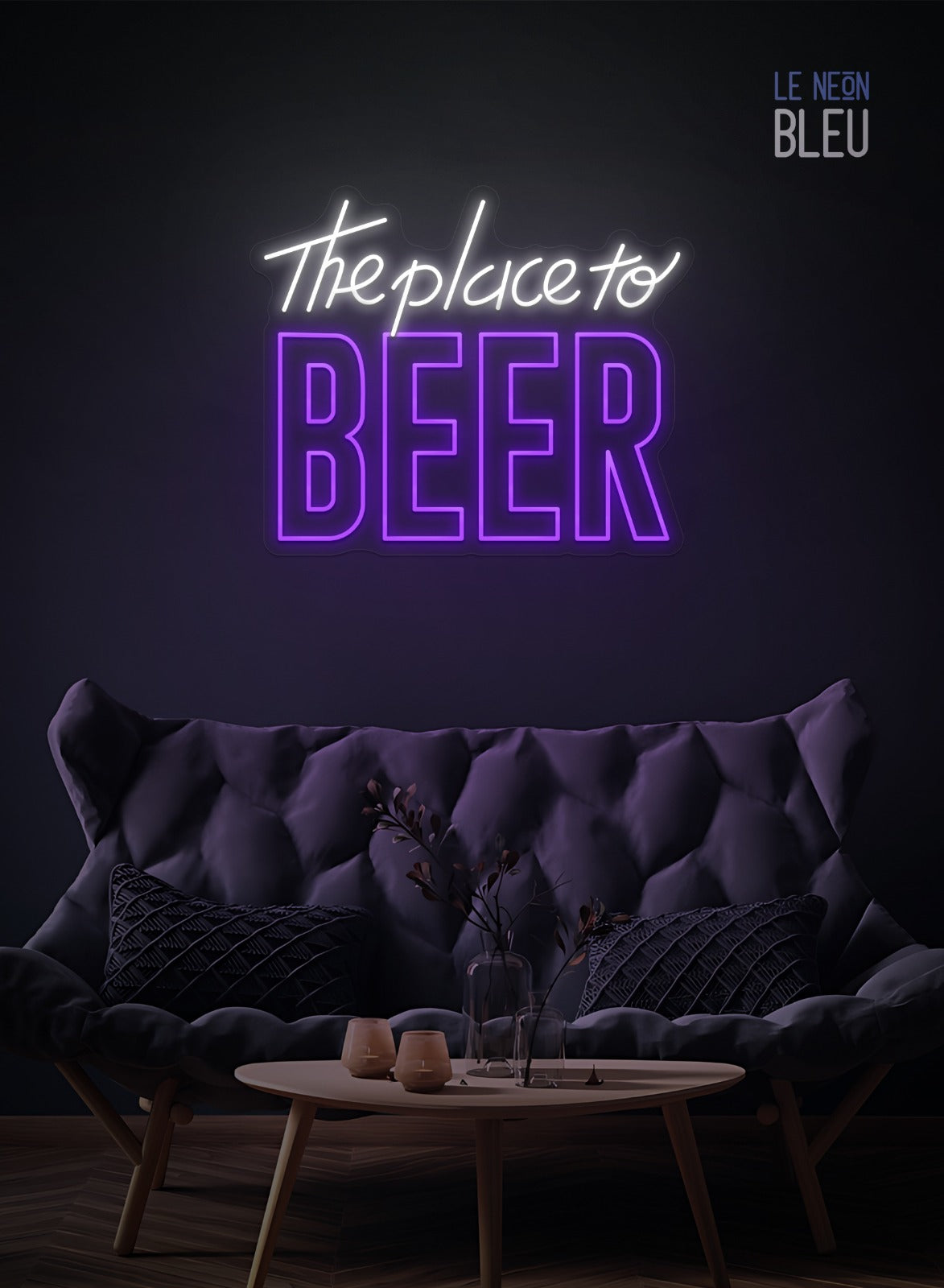 Néon LED "The Place to BEER" – Ambiance Bar Garantie