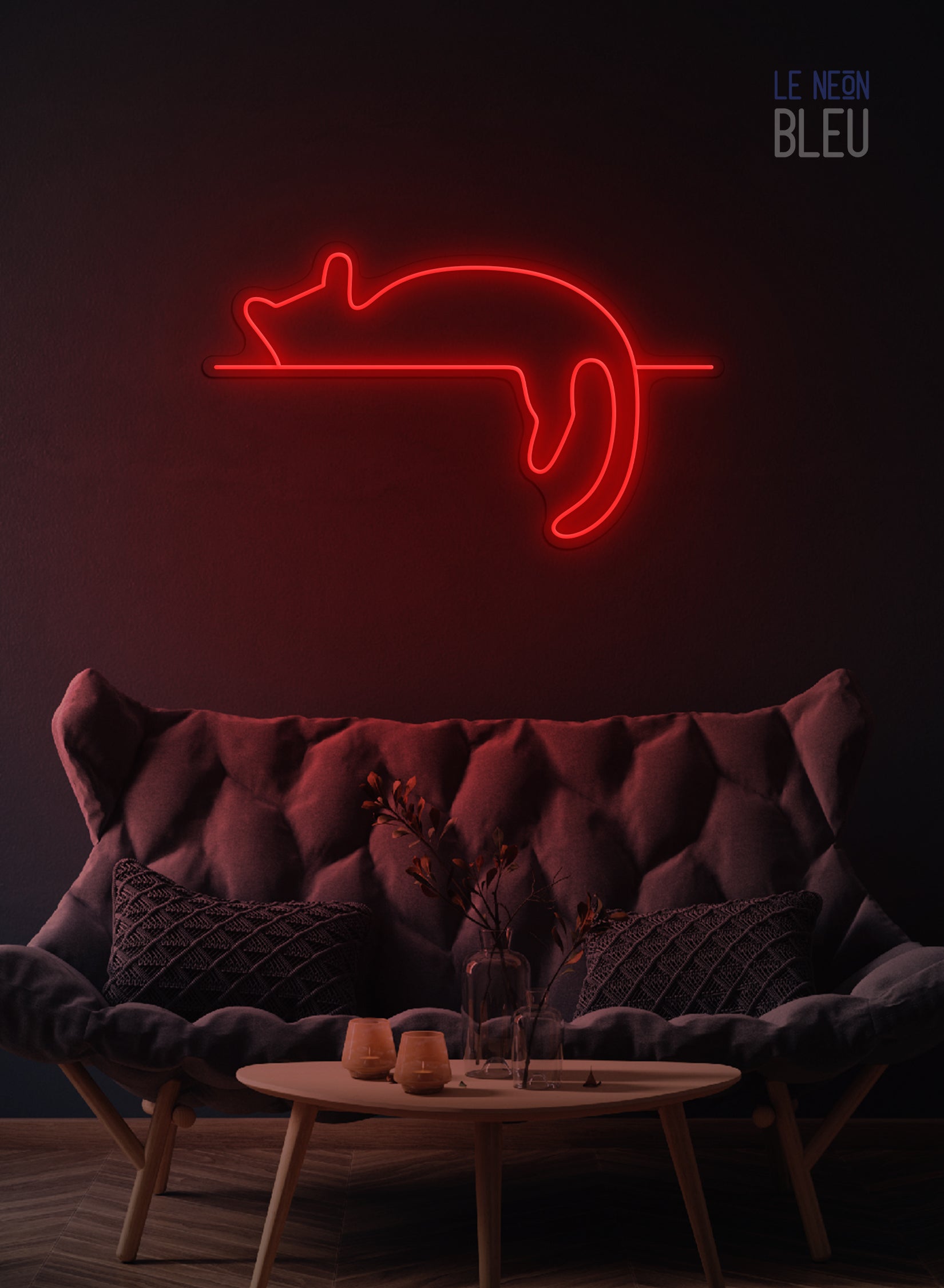 Chat paresseux - Néon LED