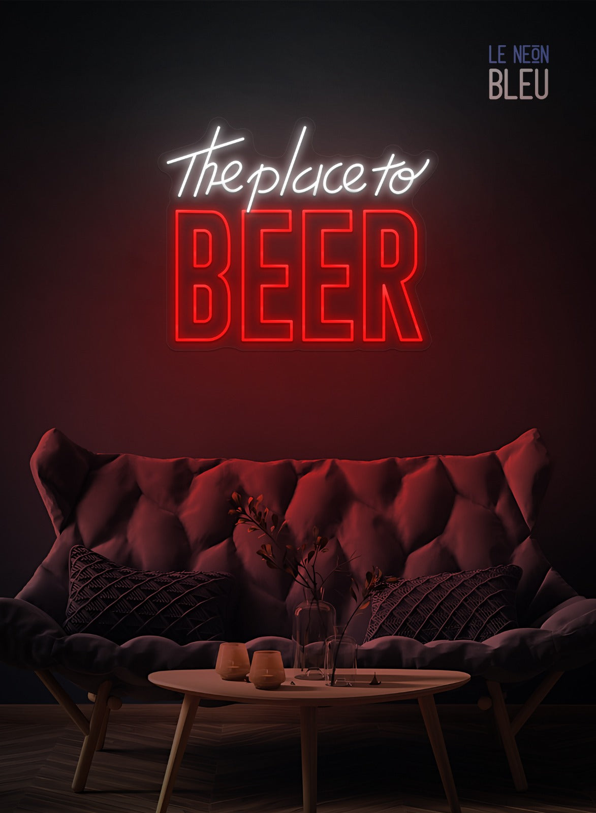 Néon LED "The Place to BEER" – Ambiance Bar Garantie