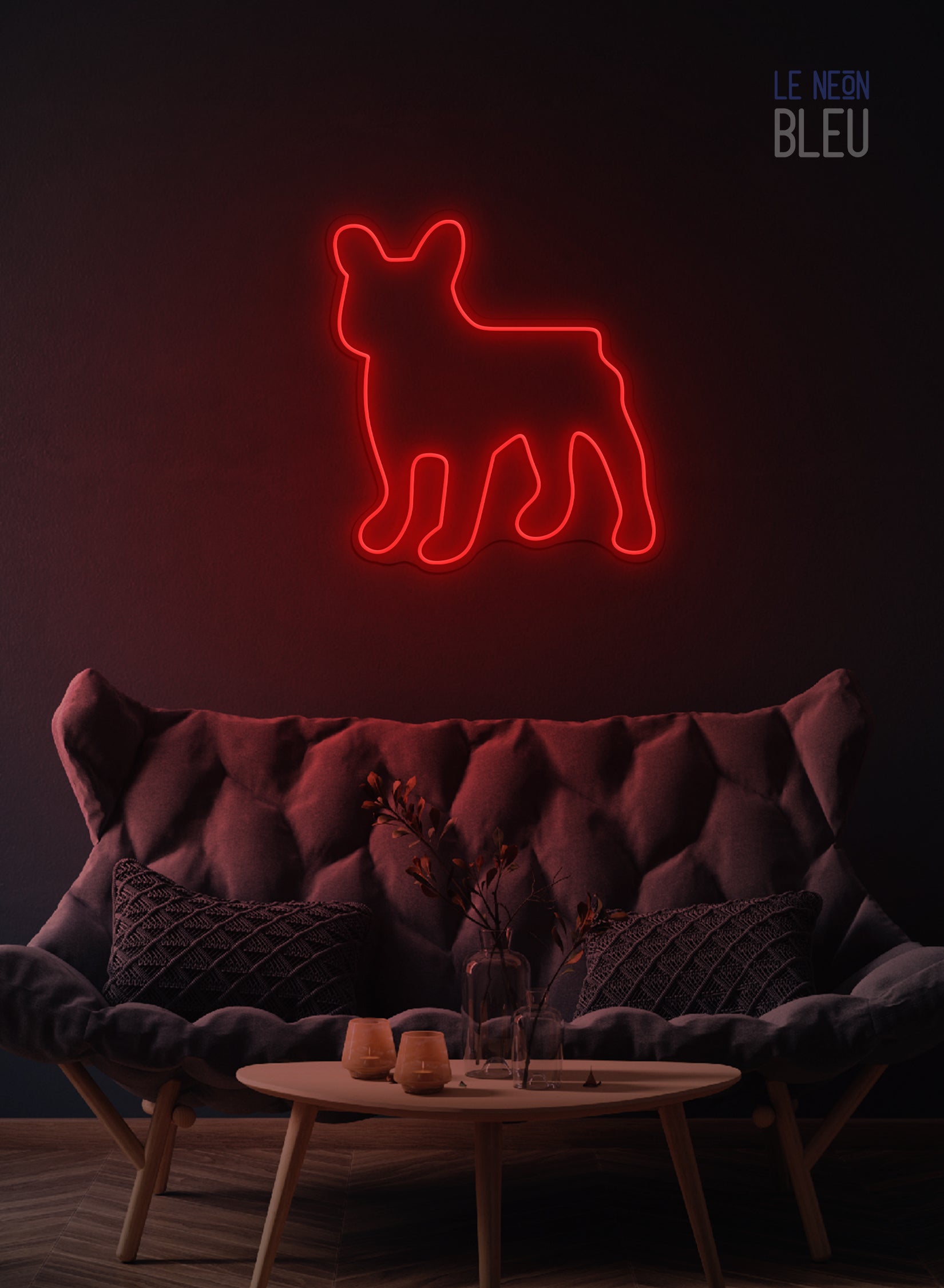 Chien Bulldog- Néon LED
