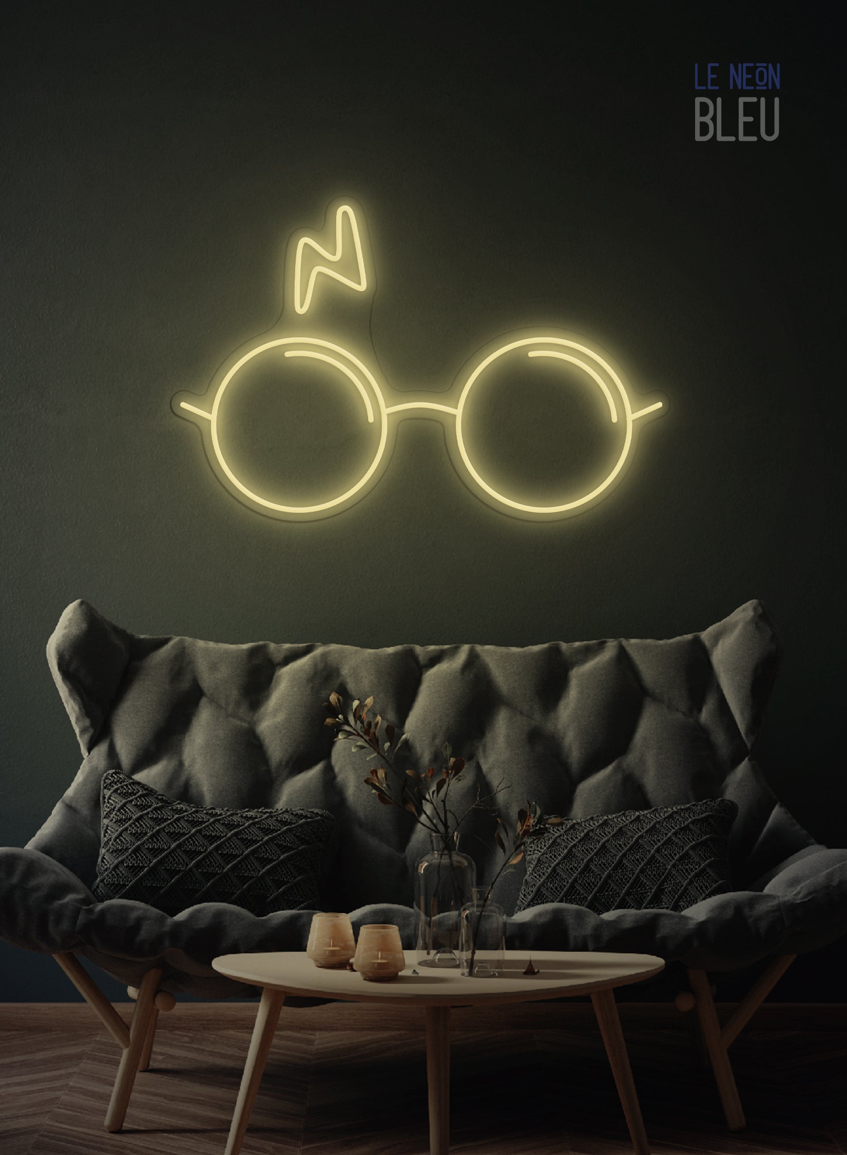 Néon LED "Lunettes & Éclair" – L’univers magique dans ta déco