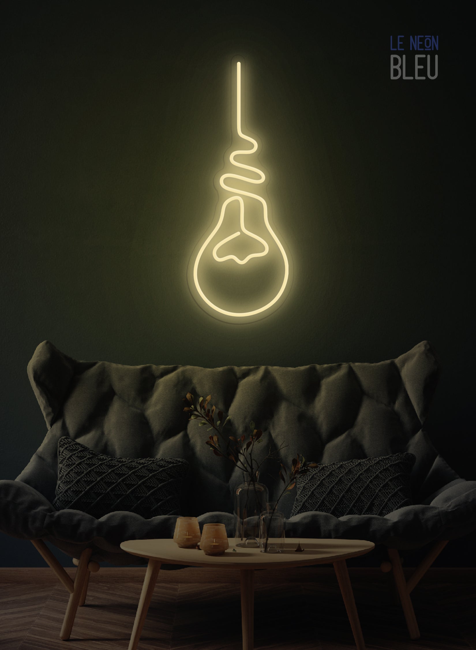 Néon LED "Ampoule Suspendue" – L’idée lumineuse, version design