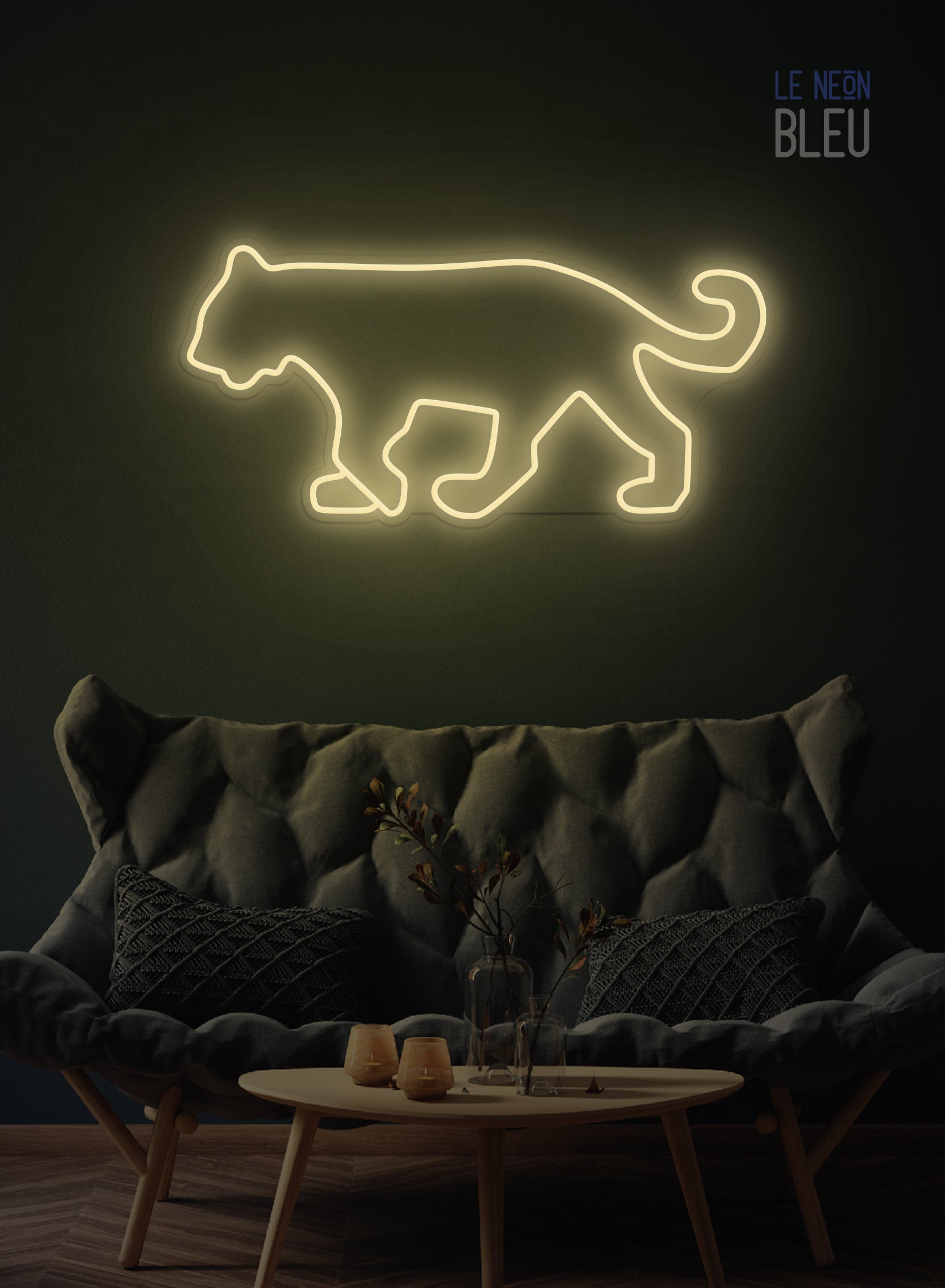 Néon LED Félin – Élégance Sauvage en Lumière