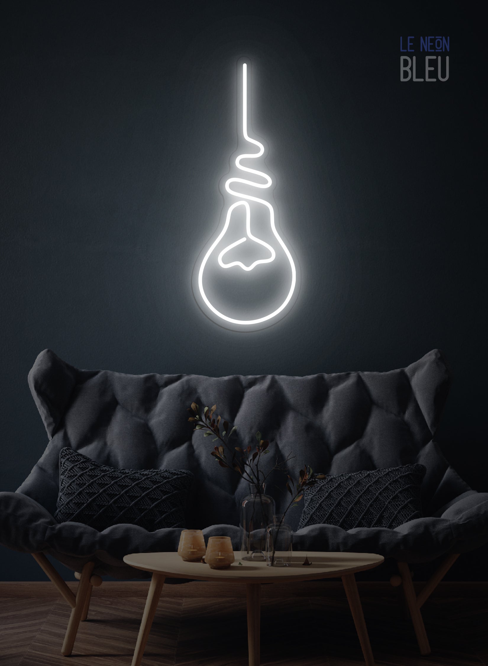 Néon LED "Ampoule Suspendue" – L’idée lumineuse, version design