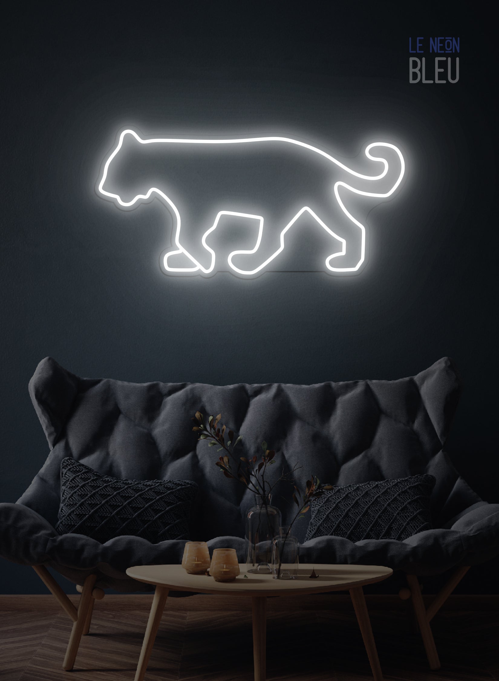 Néon LED Félin – Élégance Sauvage en Lumière