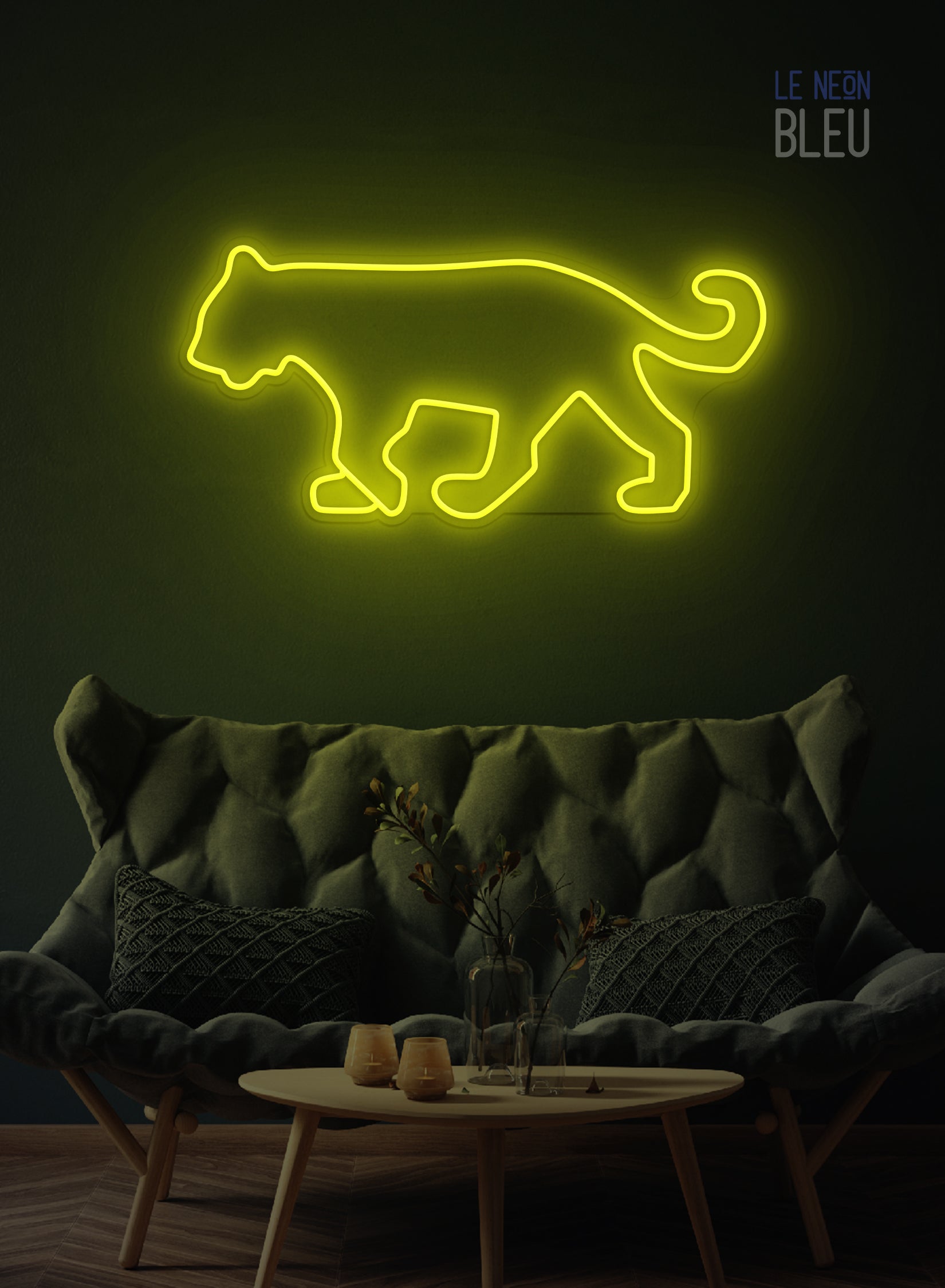 Néon LED Félin – Élégance Sauvage en Lumière