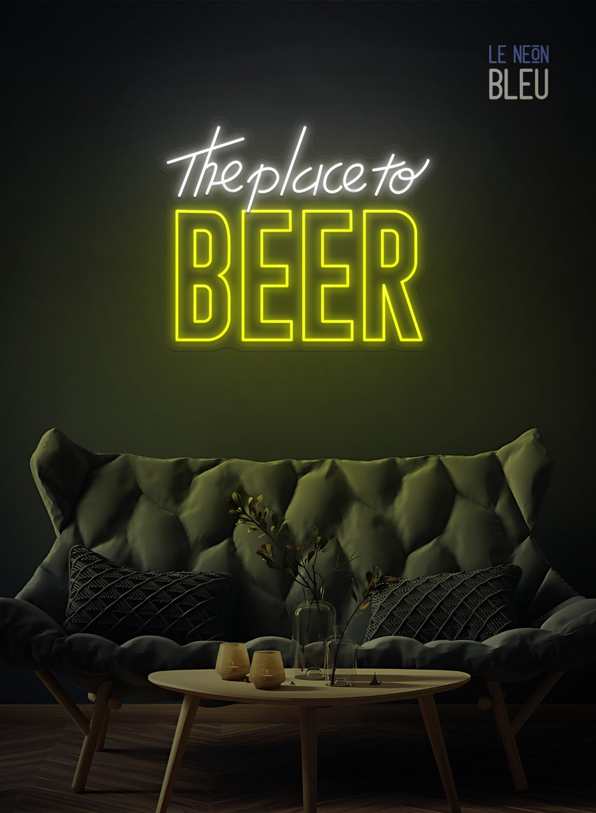 Néon LED "The Place to BEER" – Ambiance Bar Garantie