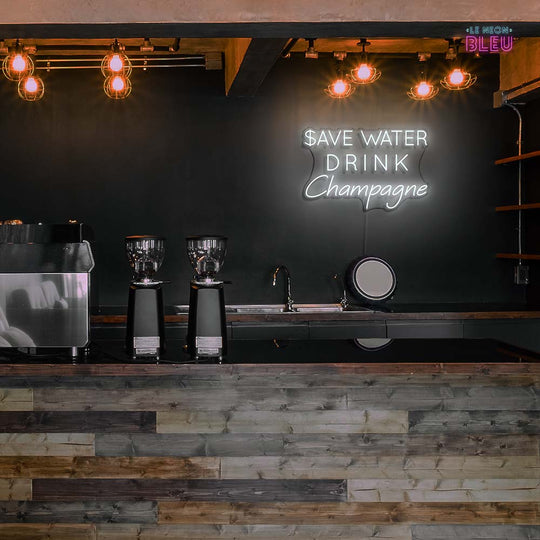 Save Water Drink Champagne - Néon LED