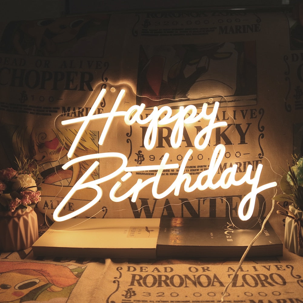 Happy Birthday - Néon mural