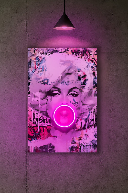 Marilyn Bubblegum – Tableau LED Pop Art rose
